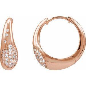 14K Rose Gold 1/4 CTW Lab-Grown Hoop Pavé-Style Earrings