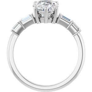 14K X1 White Gold 9x7 mm Elongated Cushion Ring Mounting – image 3