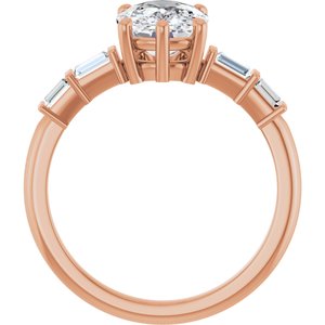 18K Rose Gold 9x7 mm Elongated Cushion Ring Mounting – image 3