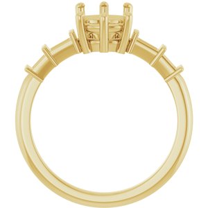 10K Yellow Gold 9x7 mm Elongated Cushion Ring Mounting – image 4