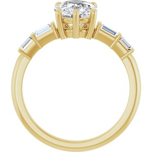 10K Yellow Gold 9x7 mm Elongated Cushion Ring Mounting – image 3
