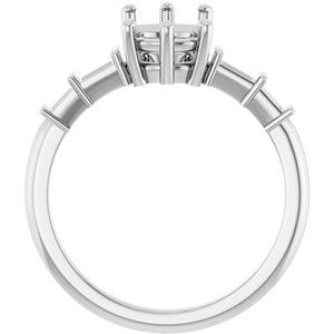 14K White Gold 9x7 mm Elongated Cushion Ring Mounting – image 4