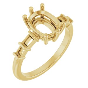 18K Yellow Gold 9x7 mm Elongated Cushion Ring Mounting – image 2