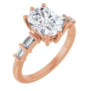 18K Rose Gold 9x7 mm Elongated Cushion Ring Mounting