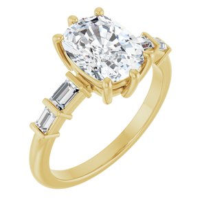 10K Yellow Gold 9x7 mm Elongated Cushion Ring Mounting