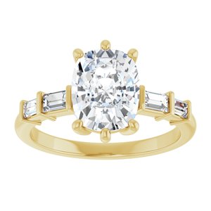 10K Yellow Gold 9x7 mm Elongated Cushion Ring Mounting – image 5