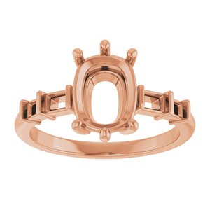 18K Rose Gold 9x7 mm Elongated Cushion Ring Mounting – image 6