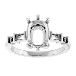 14K X1 White Gold 9x7 mm Elongated Cushion Ring Mounting – image 6
