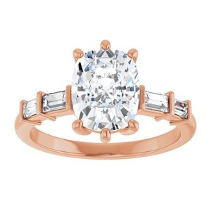 18K Rose Gold 9x7 mm Elongated Cushion Ring Mounting – image 5