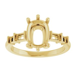 10K Yellow Gold 9x7 mm Elongated Cushion Ring Mounting – image 6