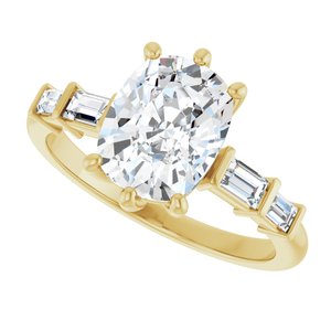 14K Yellow Gold 9x7 mm Elongated Cushion Ring Mounting – image 8