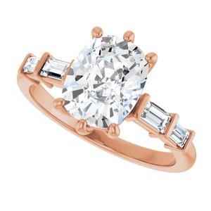 14K Rose Gold 9x7 mm Elongated Cushion Ring Mounting – image 8