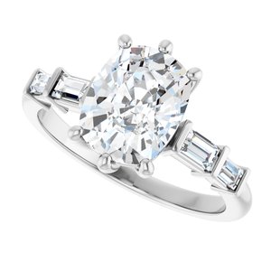 18K White Gold 9x7 mm Elongated Cushion Ring Mounting – image 8
