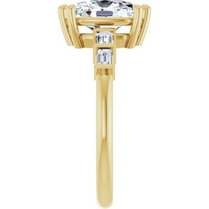 10K Yellow Gold 9x7 mm Elongated Cushion Ring Mounting – image 7