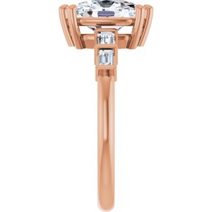 14K Rose Gold 9x7 mm Elongated Cushion Ring Mounting – image 7