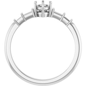10K White Gold 6x4 mm Oval Ring Mounting – image 4