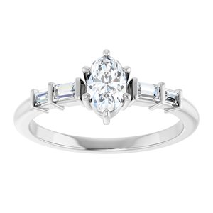 14K X1 White Gold 6x4 mm Oval Ring Mounting – image 5