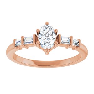 18K Rose Gold 6x4 mm Oval Ring Mounting – image 5