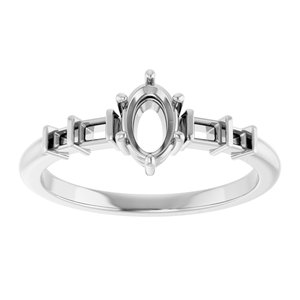 14K X1 White Gold 6x4 mm Oval Ring Mounting – image 6