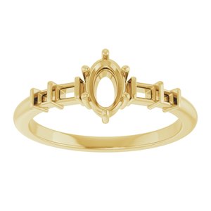 10K Yellow Gold 6x4 mm Oval Ring Mounting – image 6