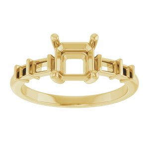 18K Yellow Gold 6x6 mm Asscher Ring Mounting – image 6