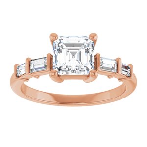10K Rose Gold 6x6 mm Asscher Ring Mounting – image 5