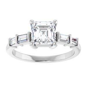 Platinum 6x6 mm Asscher Ring Mounting – image 5