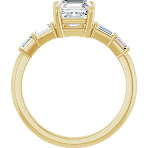 18K Yellow Gold 6x6 mm Asscher Ring Mounting – image 3