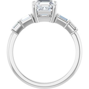 10K White Gold 6x6 mm Asscher Ring Mounting – image 3