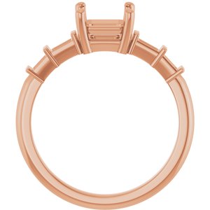 18K Rose Gold 6x6 mm Asscher Ring Mounting – image 4