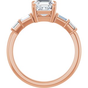 18K Rose Gold 6x6 mm Asscher Ring Mounting – image 3