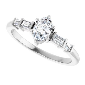 14K X1 White Gold 6x4 mm Oval Ring Mounting – image 8