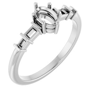 Platinum 6x4 mm Oval Ring Mounting – image 2