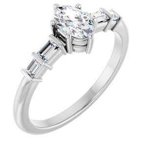 18K White Gold 6x4 mm Oval Ring Mounting
