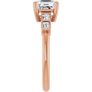 10K Rose Gold 6x6 mm Asscher Ring Mounting – image 7