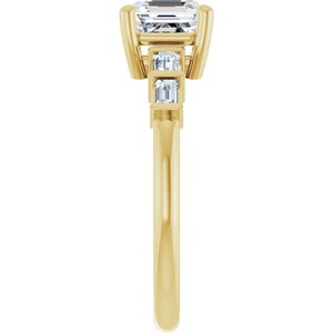 18K Yellow Gold 6x6 mm Asscher Ring Mounting – image 7