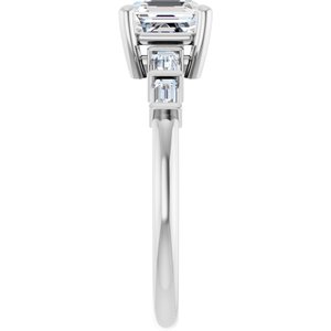 10K White Gold 6x6 mm Asscher Ring Mounting – image 7