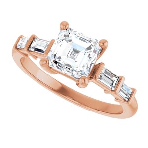 14K Rose Gold 6x6 mm Asscher Ring Mounting – image 8
