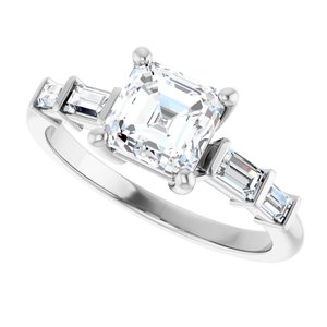 Sterling Silver 6x6 mm Asscher Ring Mounting – image 8
