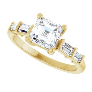 10K Yellow Gold 6x6 mm Asscher Ring Mounting – image 8