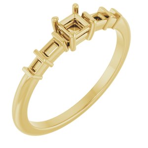 14K Yellow Gold 3x3 mm Square Ring Mounting – image 2