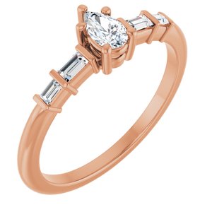 14K Rose Gold 5x3 mm Pear Ring Mounting