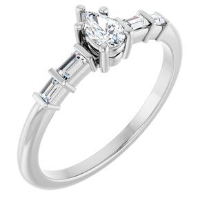 Platinum 5x3 mm Pear Ring Mounting