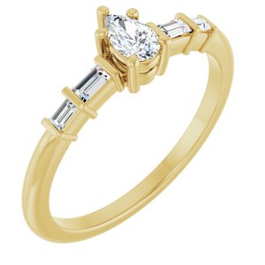 14K Yellow Gold 5x3 mm Pear Ring Mounting