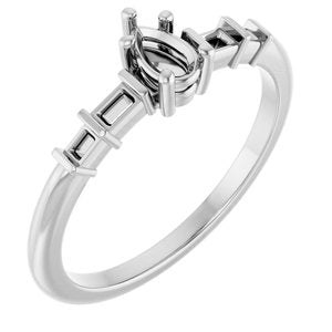10K White Gold 5x3 mm Pear Ring Mounting – image 2