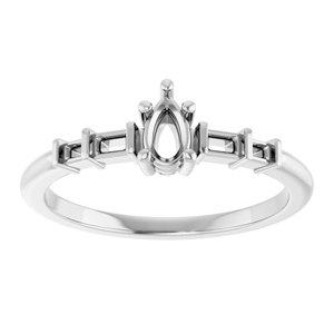 14K White Gold 5x3 mm Pear Ring Mounting – image 6