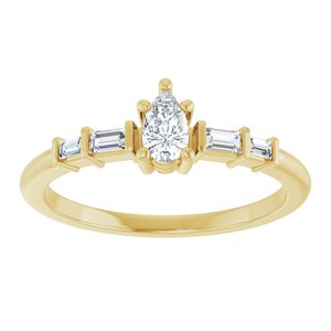 14K Yellow Gold 5x3 mm Pear Ring Mounting – image 5