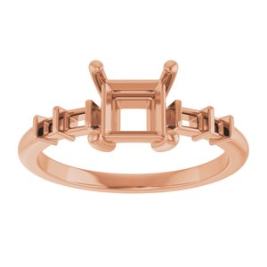 14K Rose Gold 5.5x5.5 mm Square Ring Mounting – image 6