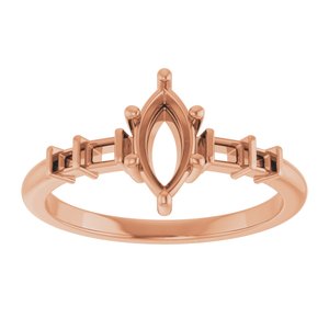 10K Rose Gold 8x4 mm Marquise Ring Mounting – image 6