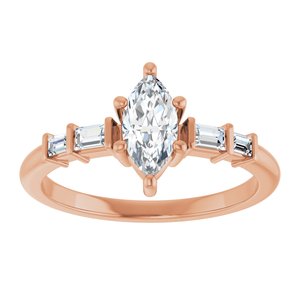 10K Rose Gold 8x4 mm Marquise Ring Mounting – image 5
